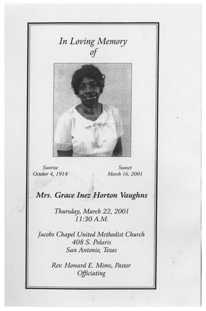 [Funeral Program for Grace Inez Horton Vaughns, March 22, 2001]