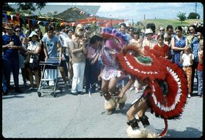 [Two Alabama-Coushatta Indian Dancers Performing]