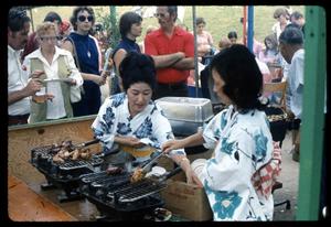 [Grilling Chicken for the Japanese Food Booth]