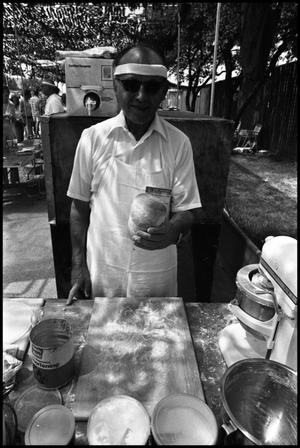 [The Grobes Serving Sausage at the Texas Folklife Festival]
