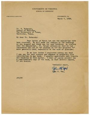 [Letter from John H. Yoe to Meyer Bodansky - March 1936]