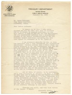 Primary view of object titled '[Letter from M. B. Shimkin to Meyer Bodansky - December 1938]'.