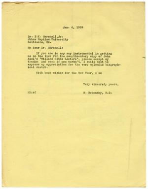 Primary view of object titled '[Letter from Meyer Bodansky to E. K. Marshall - January 1939]'.