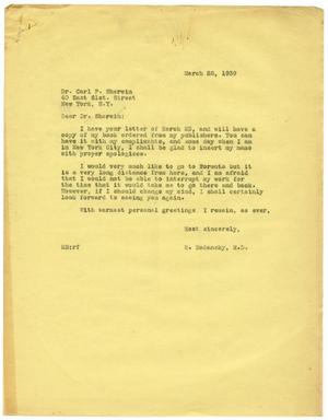 [Correspondence between Meyer Bodansky and Carl P. Sherwin - March 1939]