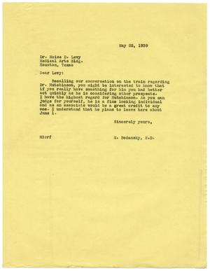 Primary view of object titled '[Letter from Meyer Bodansky to Moise D. Levy - May 1939]'.
