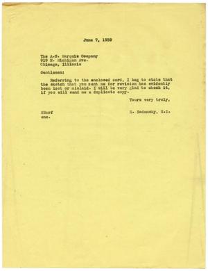 Primary view of object titled '[Letter from Meyer Bodansky to the A. N. Marquis Company - June 1939]'.