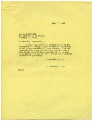 Primary view of object titled '[Letter from Meyer Bodansky to A. Luckhardt - July 7, 1939]'.