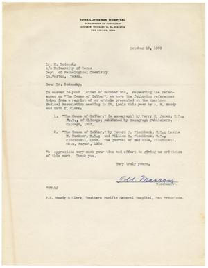 [Letter from T. U. Marron to Meyer Bodansky - October 12, 1939]