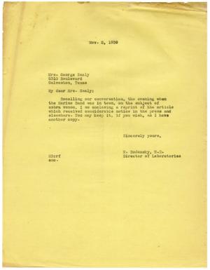 [Letter from Meyer Bodansky to George Sealy - November 2, 1939]