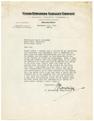 [Correspondence between Meyer Bodansky and Harilaus Economidy - December 1939]