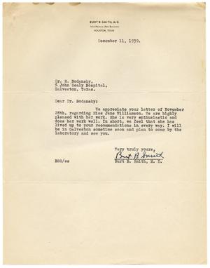 Primary view of object titled '[Letter from Burt B. Smith to Meyer Bodansky - December 11, 1939]'.