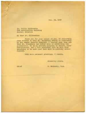[Correspondence between Meyer Bodansky, Philip Hillkowitz, and V. R. Boynton - November-December 1939]