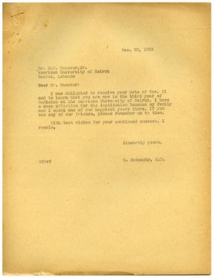 Primary view of object titled '[Correspondence between Meyer Bodansky and H. R. Nassour - November-December 1939]'.