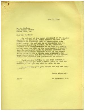[Correspondence between Meyer Bodansky and A. Oschner - January 1940]
