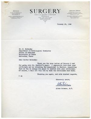 [Letter from Alton Ochsner to Meyer Bodansky - January 12, 1940]