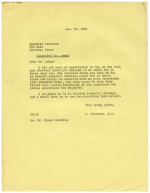 Primary view of object titled '[Letter from Meyer Bodansky - January 25, 1940]'.