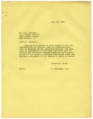 [Correspondence between Meyer Bodansky and N. R. Shubert - January 24, 1940]