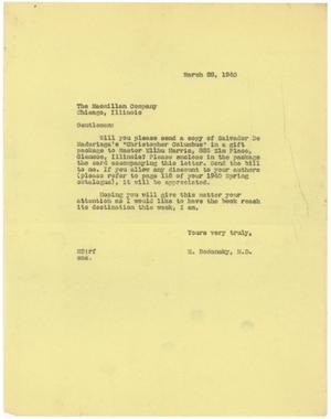 Primary view of object titled '[Letter from Meyer Bodansky to The Macmillan Publishing Company - March 28, 1940]'.