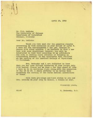 [Correspondence between F. W. Schlutz and Meyer Bodansky - April 1940]