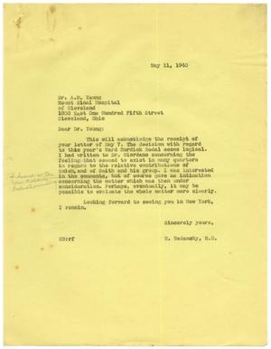 [Correspondence between Meyer Bodansky and A. M. Young - May 1940]