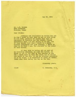 [Letter from Meyer Bodansky to A. H. Braden - May 17, 1940]