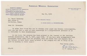 [Letter from E. V. Allen to Meyer Bodansky - May 20, 1940]