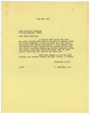 [Correspondence between Margaret McKinney and Meyer Bodansky - July 1940]