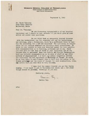 [Letter from Marion Fay to Meyer Bodansky - September 6, 1940]