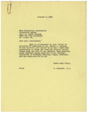 Primary view of object titled '[Correspondence between Meyer Bodansky and Marguerite Stadelhofer - September-October 1940]'.
