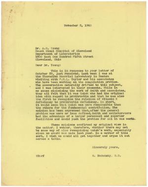 [Correspondence Between Meyer Bodansky and Anna M. Young - October-November 1940]
