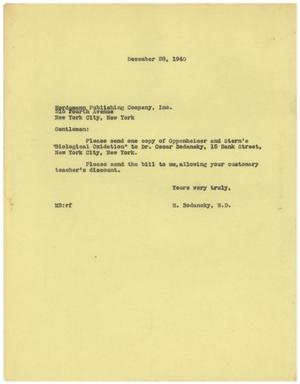 [Letter from Meyer Bodansky to the Nordemann Publishing Company - December 28, 1940]