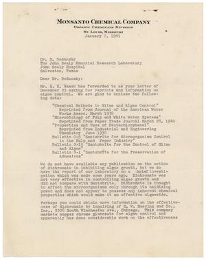 [Letter from H. C. Koehler to Meyer Bodansky - January 7, 1941]