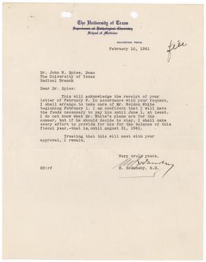 [Letter from Meyer Bodansky to John W. Spies - February 10, 1941]