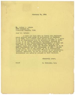 [Correspondence between Meyer Bodansky and Walter O. Osborn - February 1941]