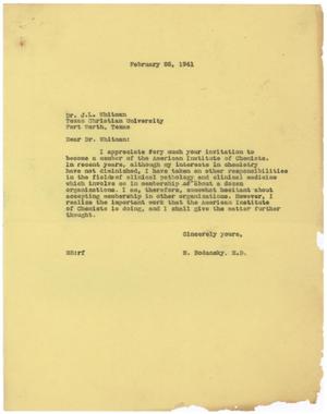 [Correspondence between Meyer Bodansky and J. L. Whitman - February 1941]