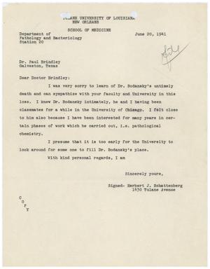 [Letter from Herbert J. Schattenberg to Paul Brindley - June 20, 1941]