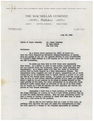 [Letter from John S. Crossman to Oscar Bodansky - July 17, 1941]