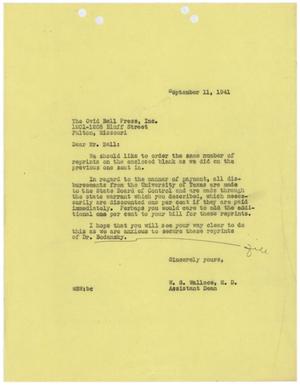 [Letter from W. S. Wallace to Ovid Bell - September 11, 1941]