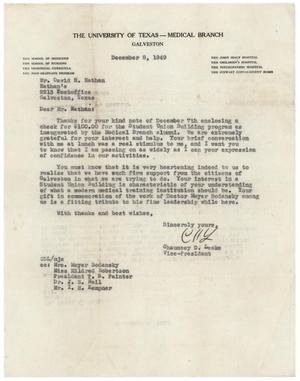 Primary view of object titled '[Letter from Chauncey D. Leake to David H. Nathan - December 8, 1949]'.