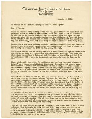 [Letter from The American Society of Clinical Pathologists - December 3, 1935]