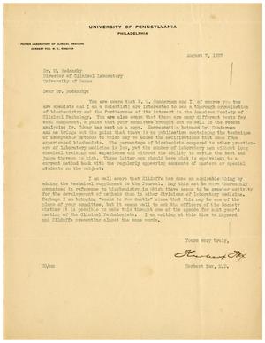 [Letter from Herbert Fox to Meyer Bodansky - August 7, 1937]