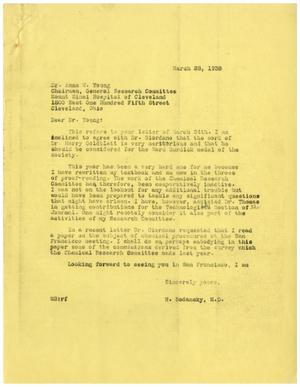 [Correspondence between Anna M. Young and Dr. Meyer Bodansky - March 1938]