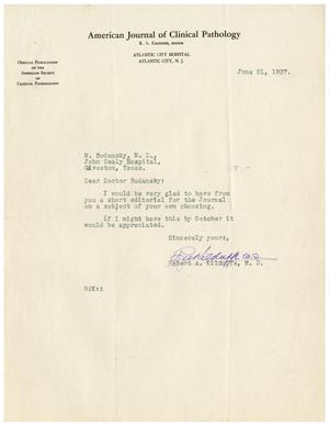 Primary view of object titled '[Letter from Robert A. Kilduffe to Meyer Bodansky - June 21, 1937]'.