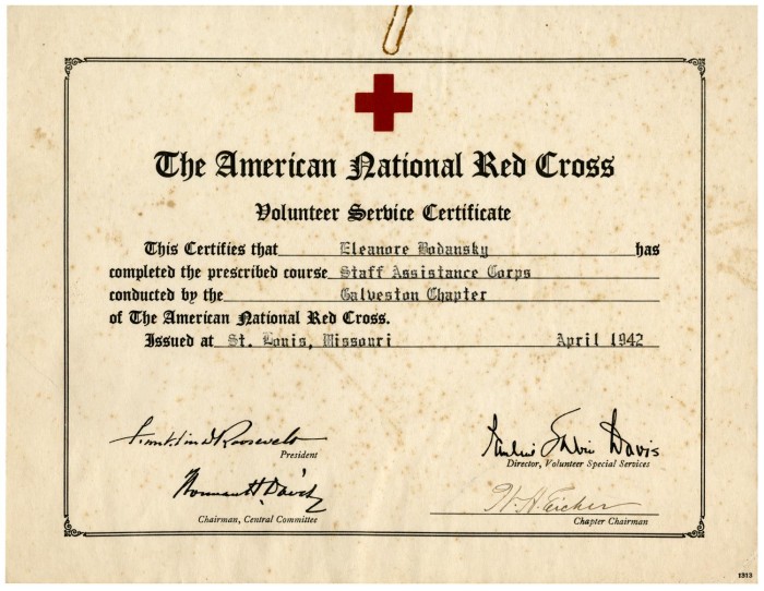sikkerhed sti kor Volunteer Service Certificate Granted to Eleanor Bodansky by the Galveston  Chapter of the American National Red Cross] - The Portal to Texas History