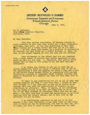 Primary view of object titled '[Letter from Benjamin R. Harris to Dr. Meyer Bodansky - June 5, 1931]'.