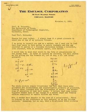 Primary view of object titled '[Letter from Albert K. Epstein to Dr. Meyer Bodansky - November 2, 1933]'.