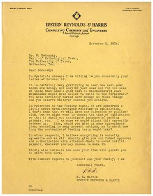 [Letter from Benjamin R. Harris to Dr. Meyer Bodansky - November 9, 1934]