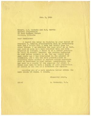 [Letter from Meyer Bodansky to the Emulsol Corporation - February 8, 1940]