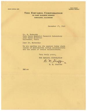 [Letter from The Emulsol Corporation to Dr. Meyer Bodansky - December 27, 1940]