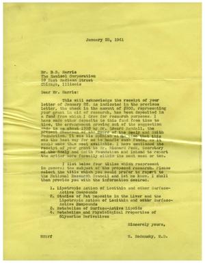 [Letter from Meyer Bodansky to Benjamin R. Harris - January 25, 1941]